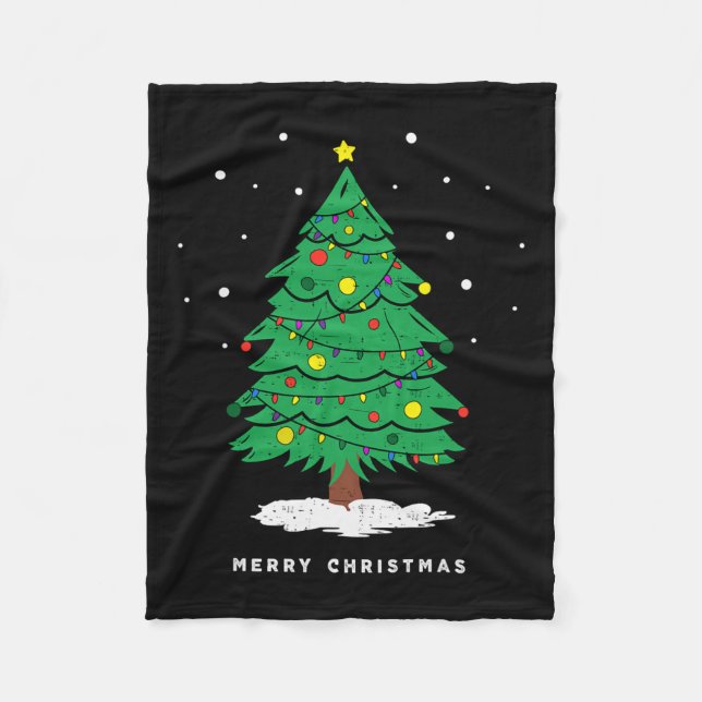Manta Polar Retro Xmas Merry Christmas Tree Lights (Anverso)