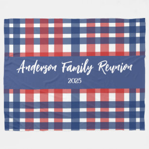 Manta Polar Reunión familiar roja, blanca y azul