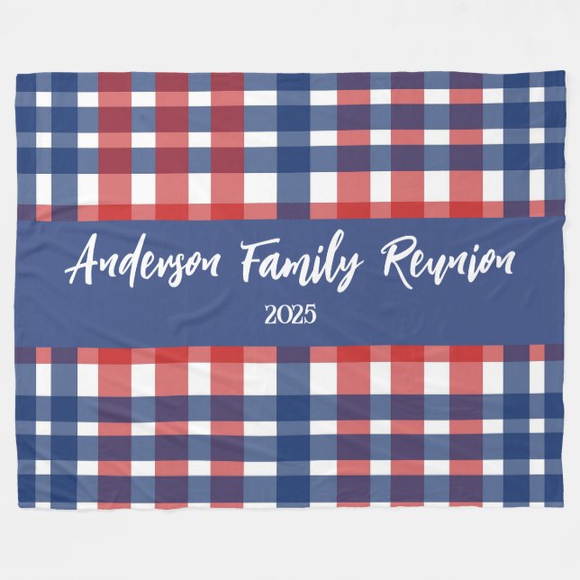 Manta Polar Reunión familiar roja, blanca y azul (Frente (Horizontal))