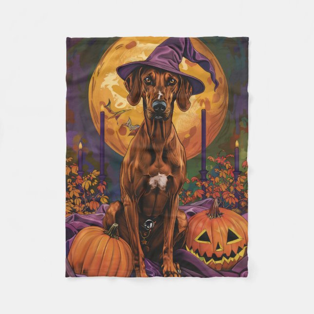 Manta Polar Rhodesia Ridgeback Perro Halloween Calabaza de Bru (Anverso)