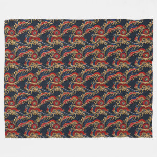 Manta Polar Ricos Rojos, Armados, Floral Oro Fleece