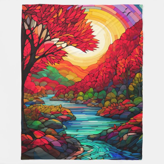 Manta Polar "Río Otoño de Vidrio Manchado" (Anverso)