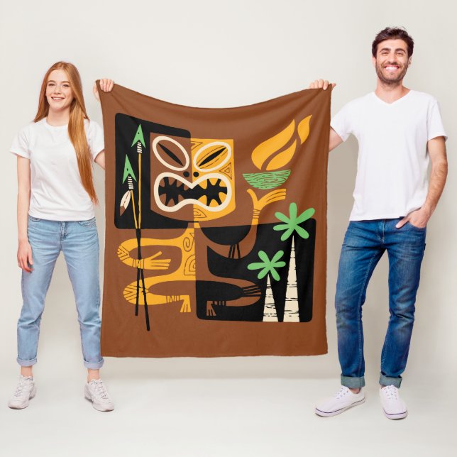 Manta Polar Rituales tribales antiguos: hombre con fuego y lan (In situ)