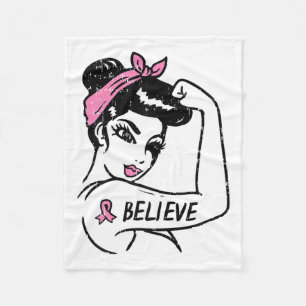 Manta Polar Riveter Believe Pink Ribbon Conciencia del Cáncer 