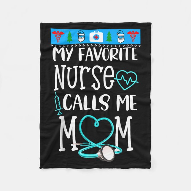 Manta Polar Rn Gift My Favorite Nurse Calls Me Mom Quote Teal  (Anverso)