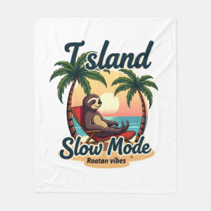 Manta Polar Roatan Perezoso Gráfico Vintage Isla Relajante 2