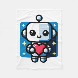 Manta Polar Robot lindo con corazón - Amor Adorable y Tecnolog