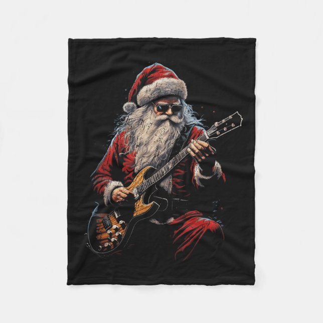 Manta Polar Rock Guitar Santa Claus Playing Guitar - Funny Chr (Anverso)