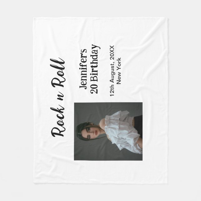 Manta Polar Rock n roll 20 cumpleaños chica foto elegante mode (Anverso)