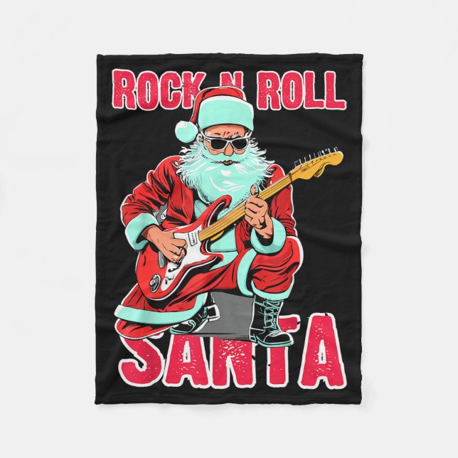 Manta Polar Rock N Roll Santa Playing Guitar Christmas  (Anverso)