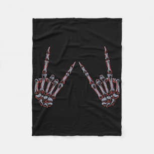 Manta Polar Rock On Rock And Roll Skeleton Hands - Por Concier