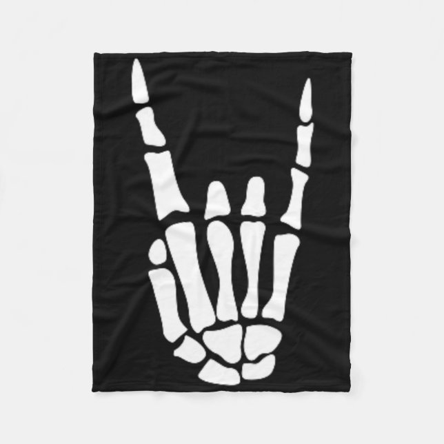 Manta Polar Rock On Skeleton Hand Rótulo - Halloween minimalis (Anverso)