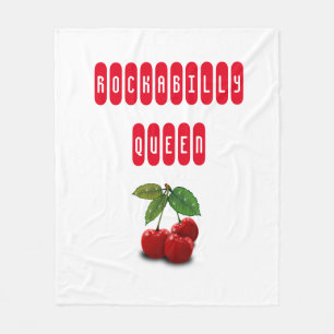 Manta Polar Rockabilly Queen Fleece Throw Blanket con cerezas