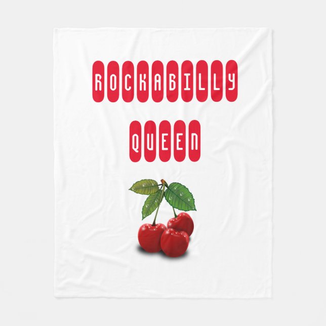 Manta Polar Rockabilly Queen Fleece Throw Blanket con cerezas (Anverso)