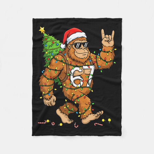 Manta Polar Rockin' Bigfoot Christmas Tree Xmas Lights Funny 6 (Anverso)