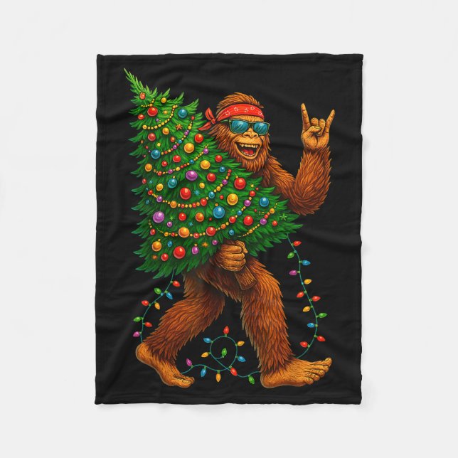 Manta Polar Rockin Christmas Bigfoot Carrying Tree Fun Xmas Ro (Anverso)