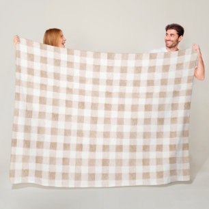Manta Polar Rojas Cuadros de Crema Beige Rosado