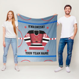 Manta Polar Rojo| Anillo de hockey sobre hielo negro| Jugador 