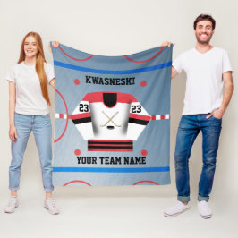 Manta Polar Rojo| Anillo de hockey sobre hielo negro| Jugador 