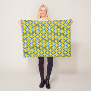 Manta Polar Rojo azul amarillo y bebé, Entramado, Quatrefoil