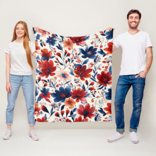 Manta Polar Rojo Azul Blanco Floral Patriótico (10)