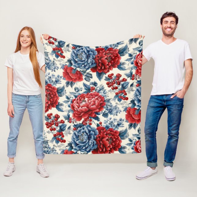 Manta Polar Rojo Azul Blanco Floral Patriótico (7) (In situ)