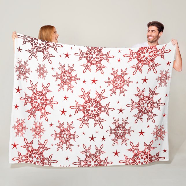 Manta Polar rojo, blanco, brillante, estrella, tela, adorno, m (In situ)