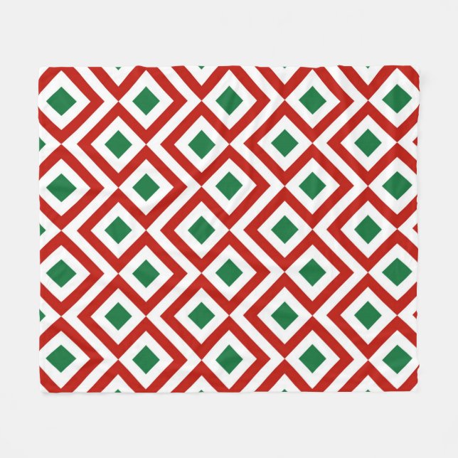 Manta Polar Rojo, Blanco, Petro Verde (Frente (Horizontal))