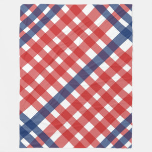 Manta Polar Rojo, blanco y azul Gingham Plaid Americana