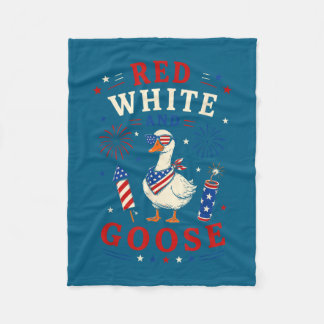 Manta Polar Rojo blanco y ganso 4 de julio
