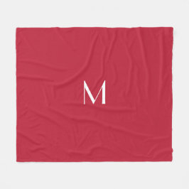 Manta Polar Rojo cardenal con monograma   