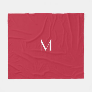 Manta Polar Rojo cardenal con monograma
