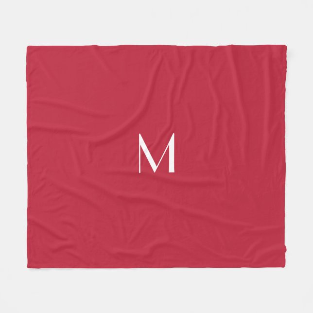 Manta Polar Rojo cardenal con monograma    (Frente (Horizontal))