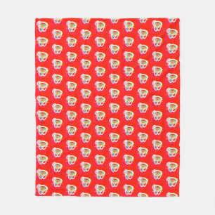 Manta Polar Rojo con pequeños diseños artísticos