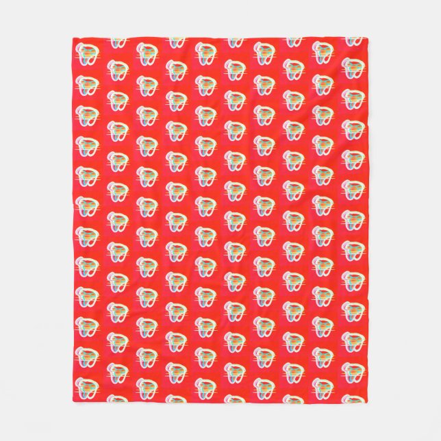 Manta Polar Rojo con pequeños diseños artísticos (Anverso)
