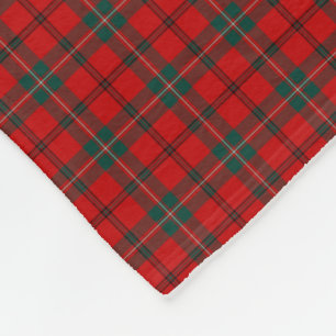 Manta Polar Rojo del clan de Scott y tartán de Forest Green