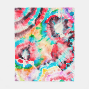 Manta Polar Rojo duro Grunge. Patrón Shibori. Cepillo dorado