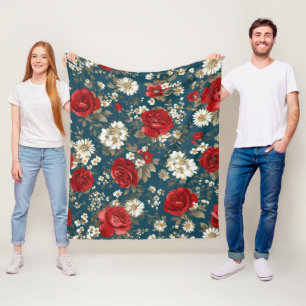 Manta Polar Rojo Patriótico Azul Blanco Floral (11)
