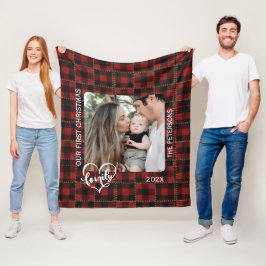 Manta Polar Rojo Rústico Plaid Búfalo Primera Navidad Familia