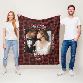 Manta Polar Rojo Rústico Plaid de Búfalo Primera Navidad Casad