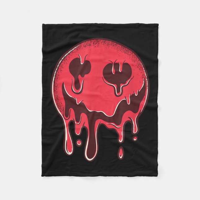 Manta Polar Rojo Sonriente Cara Grunge Melding Face (Anverso)