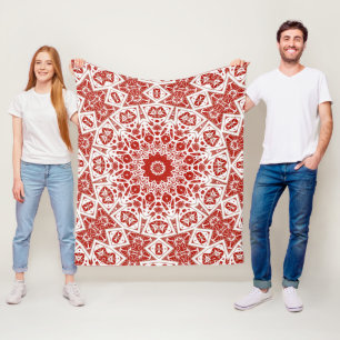 Manta Polar rojo y blanco, bandana étnica