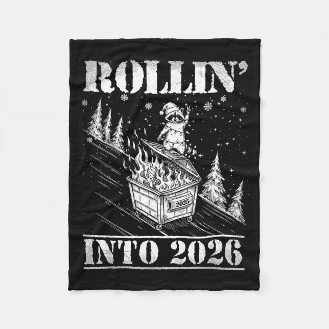 Manta Polar Rollin' Into 2026 Funny Raccoon Dumpster Fire Art  (Anverso)