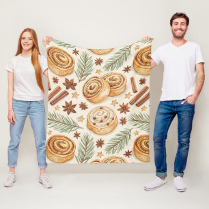 Manta Polar Rollos de Canela y Especias - Repostería Navideña