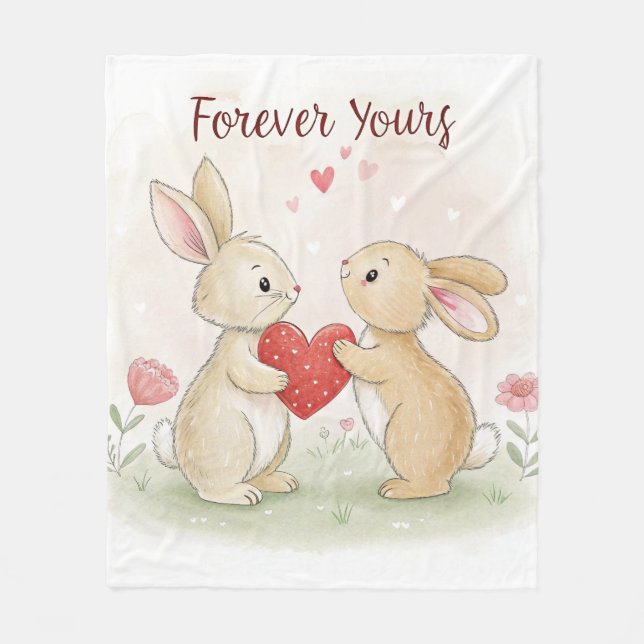Manta Polar Romantic Bunny Card - Para siempre (Anverso)