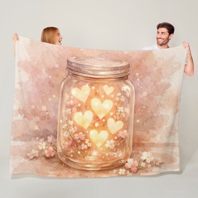 Manta Polar Romantic Heart Jar Throw Blanket (In situ)