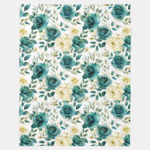 Manta Polar Romántica crema verde verde Rosa floral