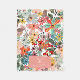 Manta Polar Romántico Floral suave durazno verde rosa Clásico