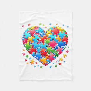 Manta Polar Rompecabezas Corazón Apoyo Amor Hombres Mujeres Ni