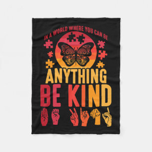 Manta Polar Rompecabezas del lenguaje del Rótulo Mariposa sord